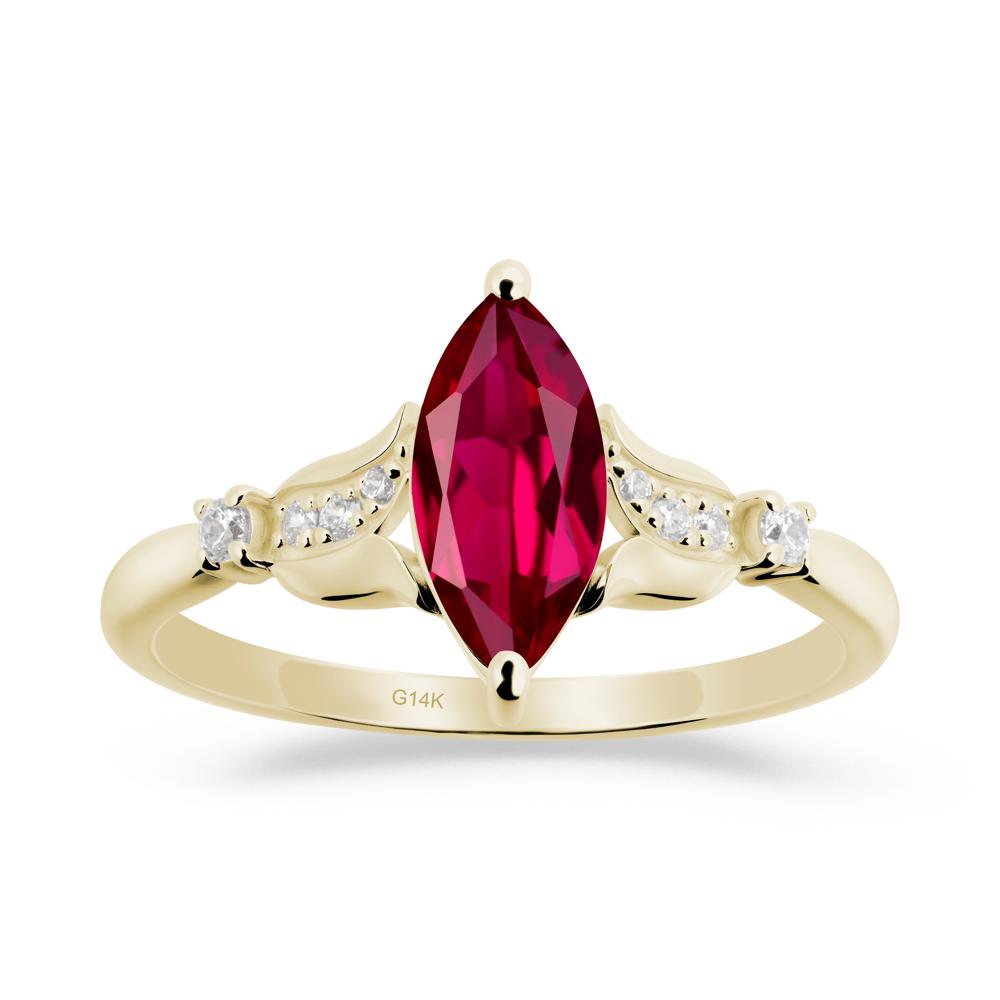 Marquise Ruby Floral Engagement Ring - LUO Jewelry #metal_14k yellow gold