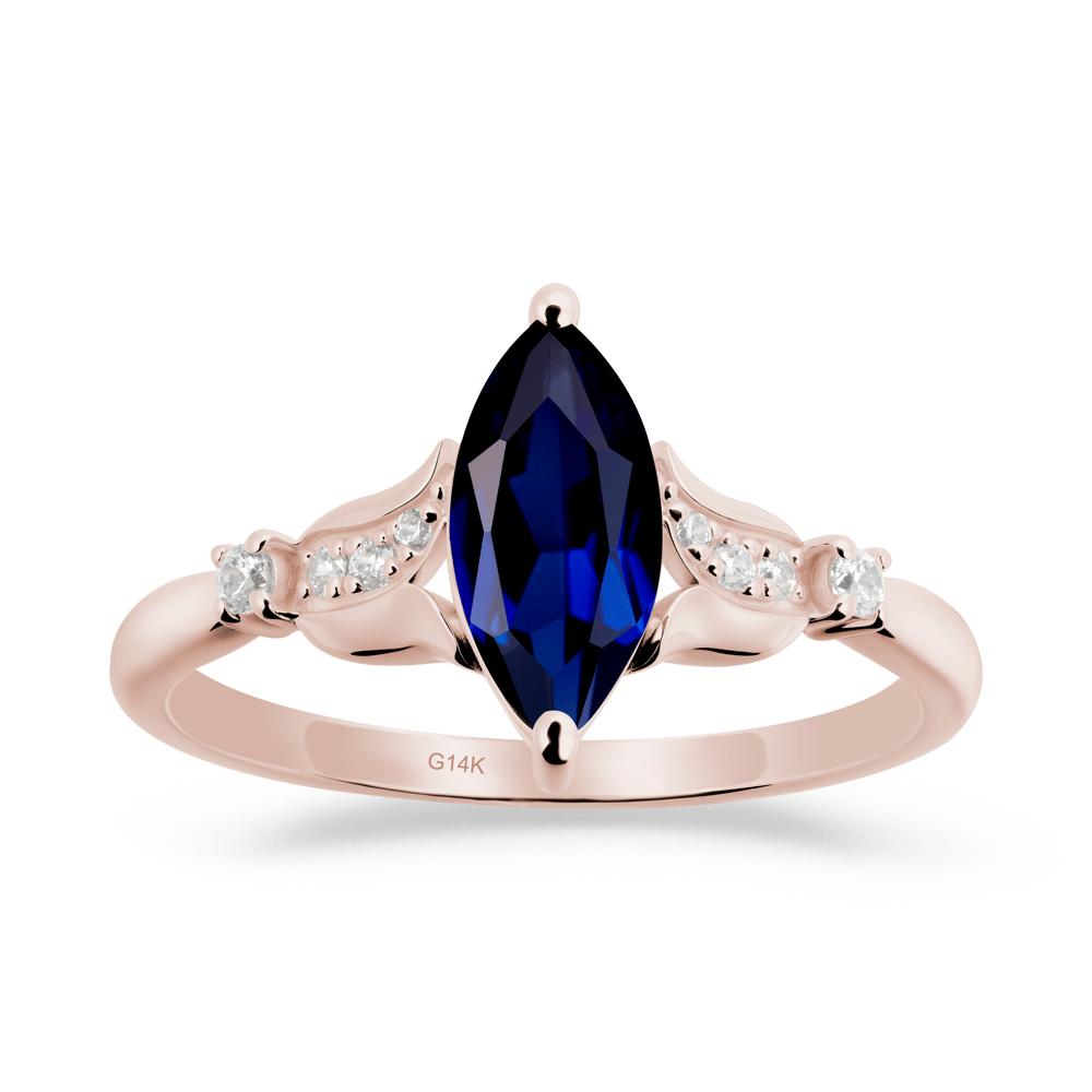 Marquise Sapphire Floral Engagement Ring - LUO Jewelry #metal_14k rose gold