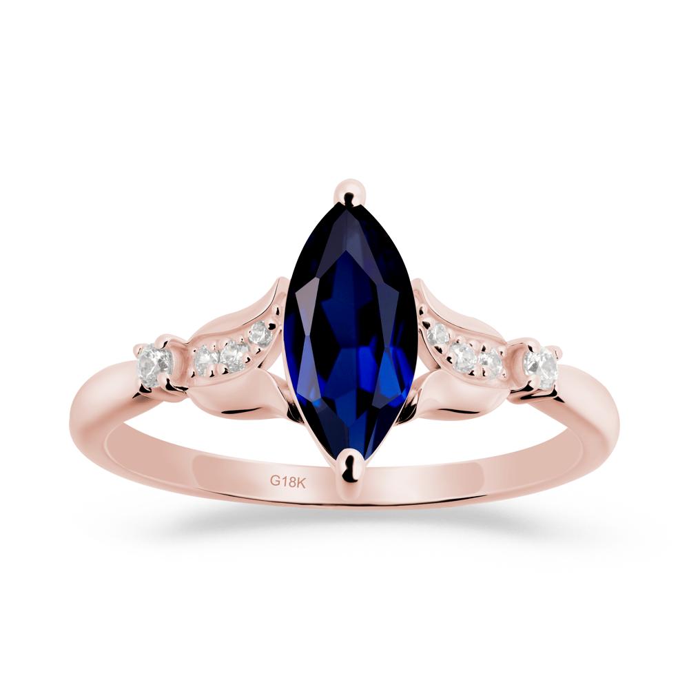 Marquise Sapphire Floral Engagement Ring - LUO Jewelry #metal_18k rose gold