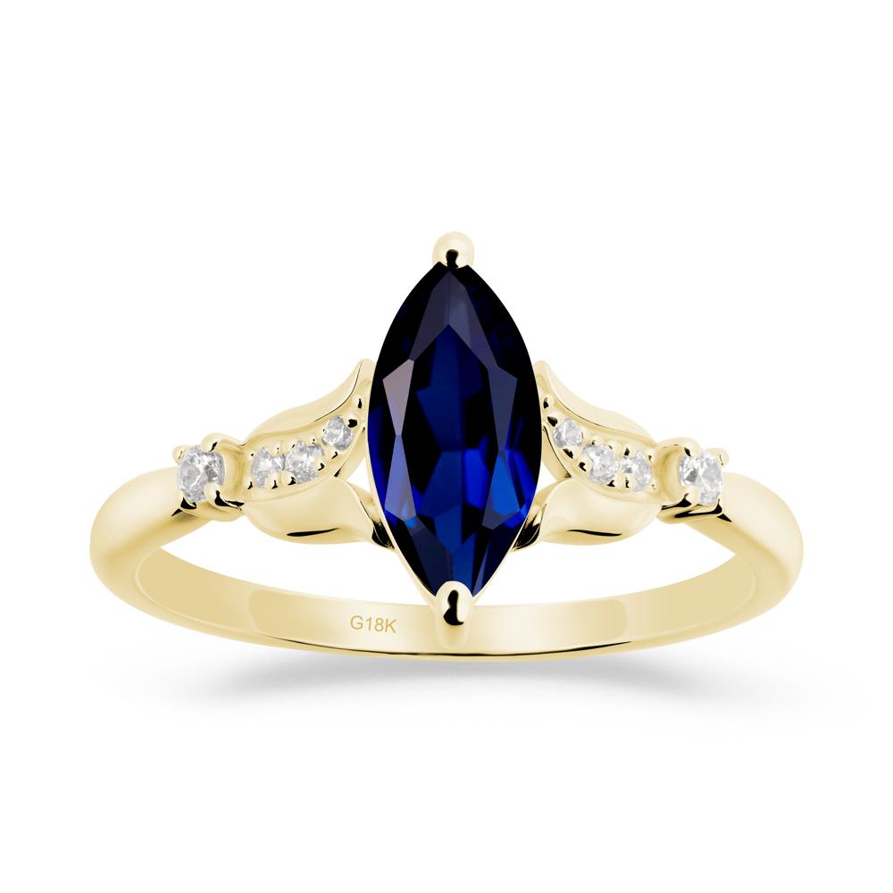 Marquise Sapphire Floral Engagement Ring - LUO Jewelry #metal_18k yellow gold