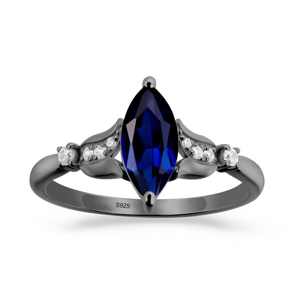 Marquise Sapphire Floral Engagement Ring - LUO Jewelry #metal_black finish sterling silver