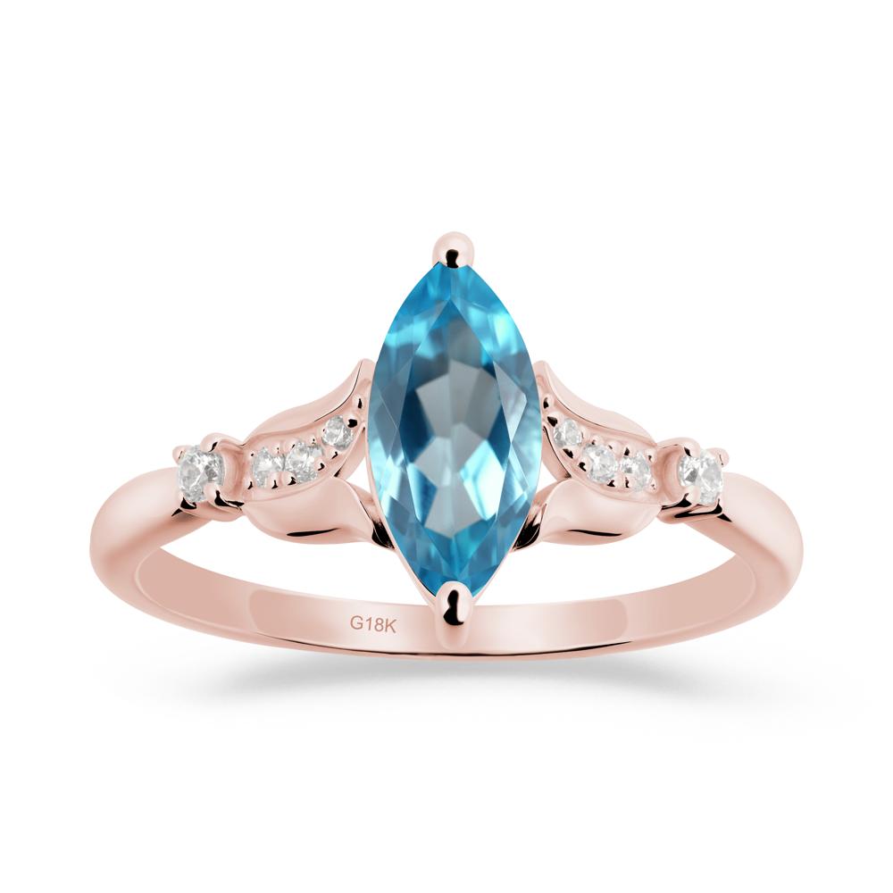 Marquise Swiss Blue Topaz Floral Engagement Ring - LUO Jewelry #metal_18k rose gold
