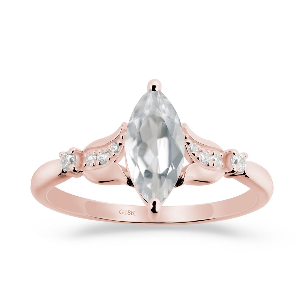Marquise White Topaz Floral Engagement Ring - LUO Jewelry #metal_18k rose gold