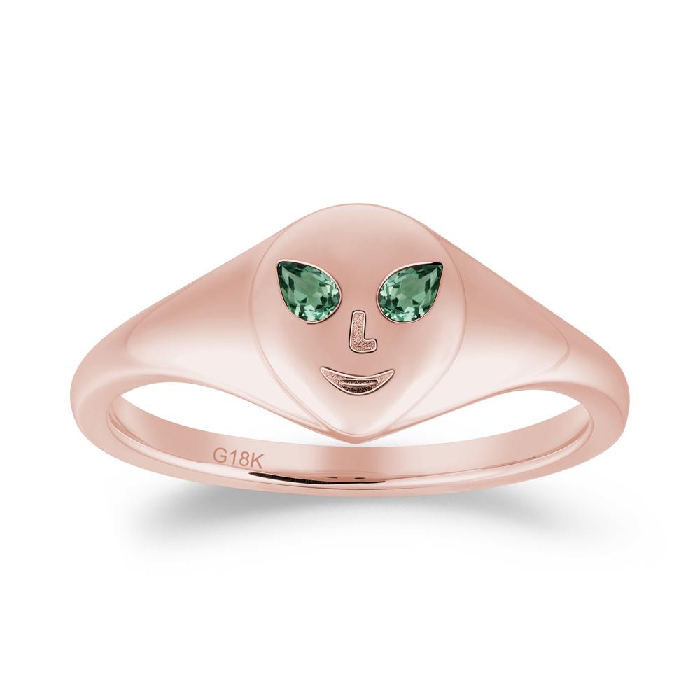 Pear Cut Green Sapphire Ring with Smile Emoji - LUO Jewelry #metal_18k rose gold
