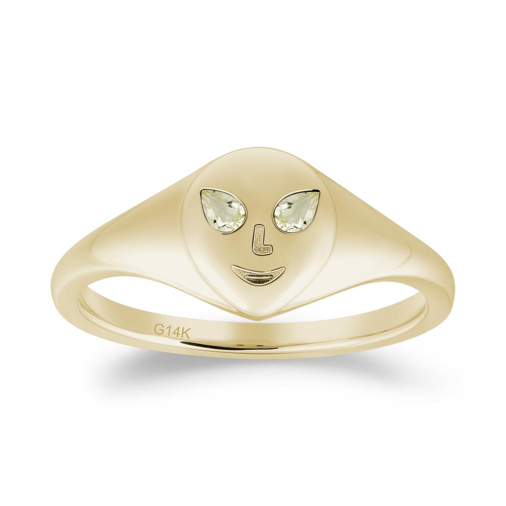 Smile Emoji Signet Lemon Quartz Ring - LUO Jewelry #metal_14k yellow gold