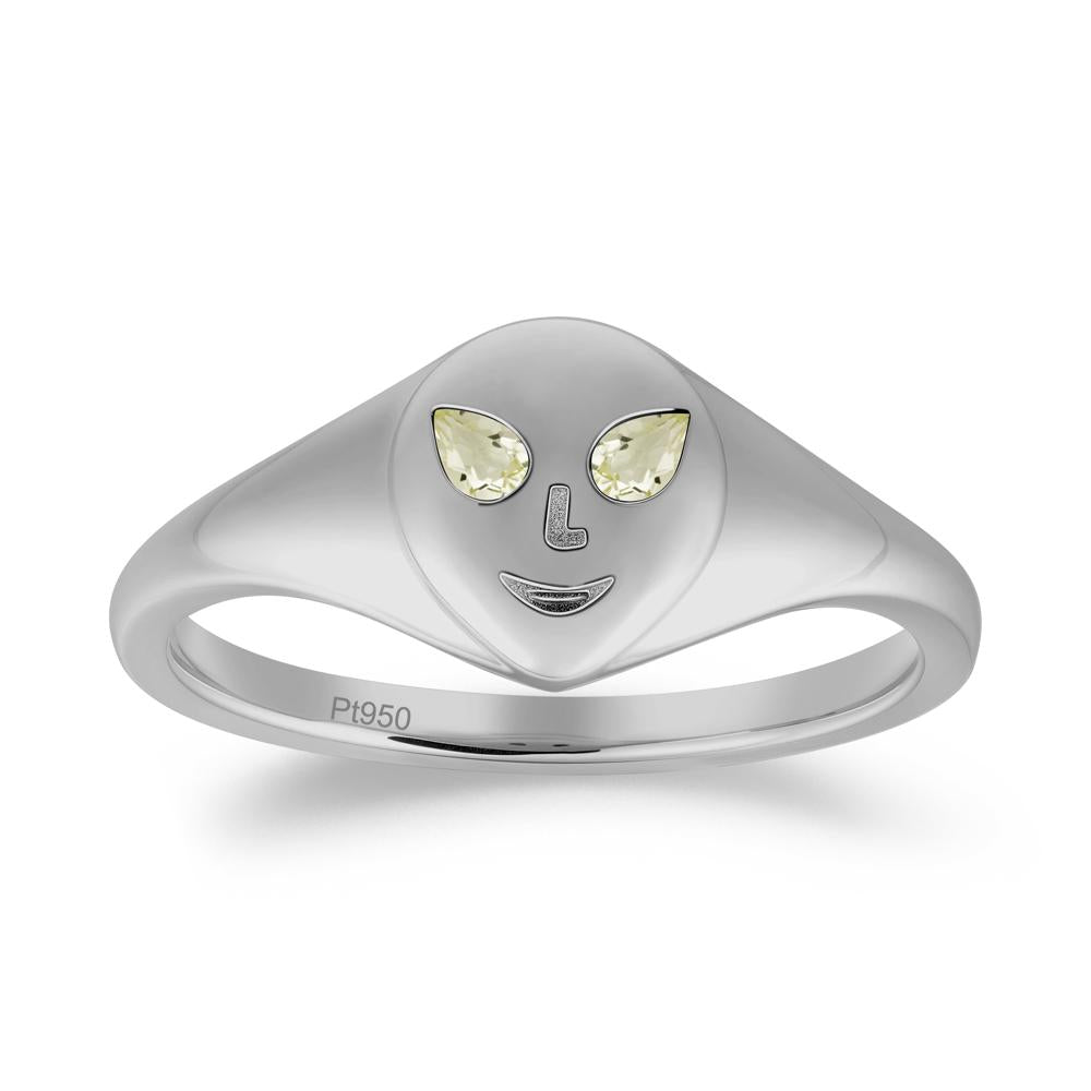 Smile Emoji Signet Lemon Quartz Ring - LUO Jewelry #metal_platinum