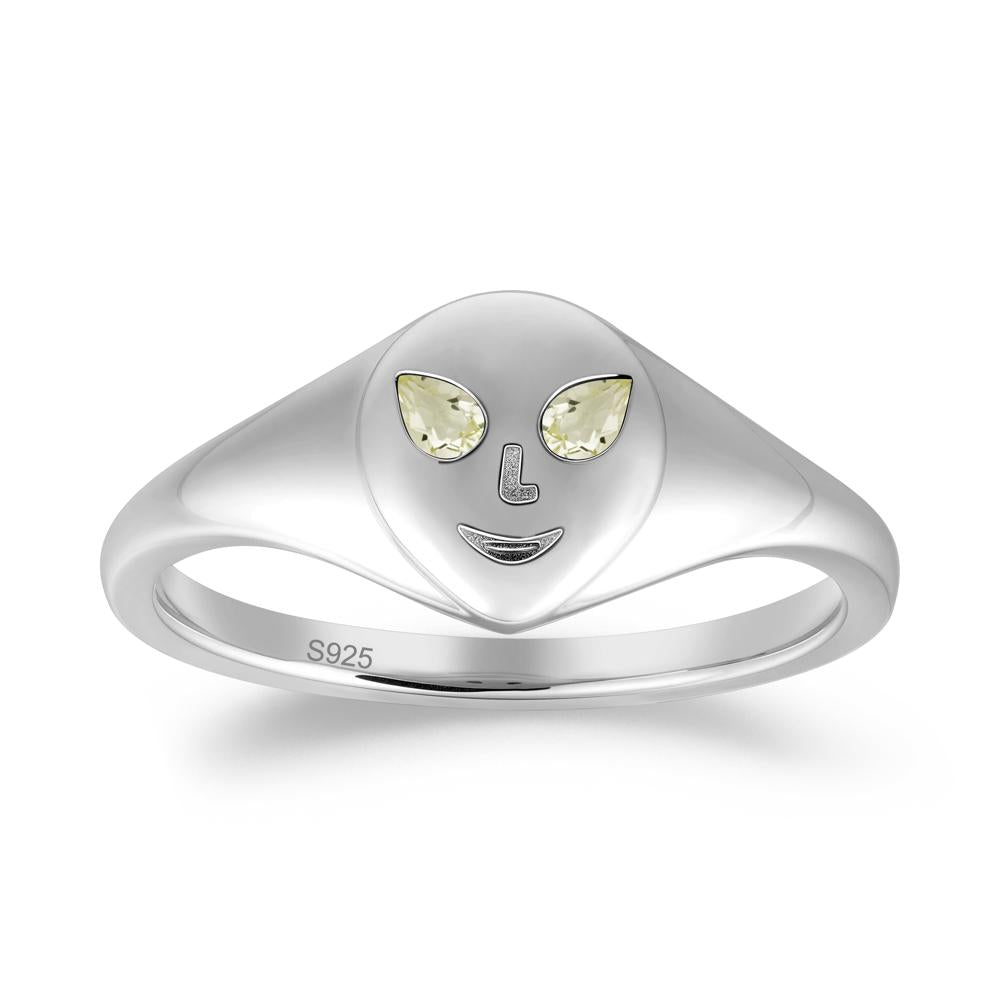 Smile Emoji Signet Lemon Quartz Ring - LUO Jewelry #metal_sterling silver