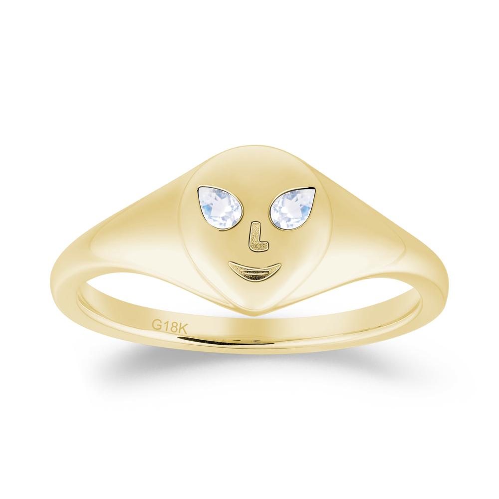 Pear Cut Moonstone Ring with Smile Emoji - LUO Jewelry #metal_18k yellow gold