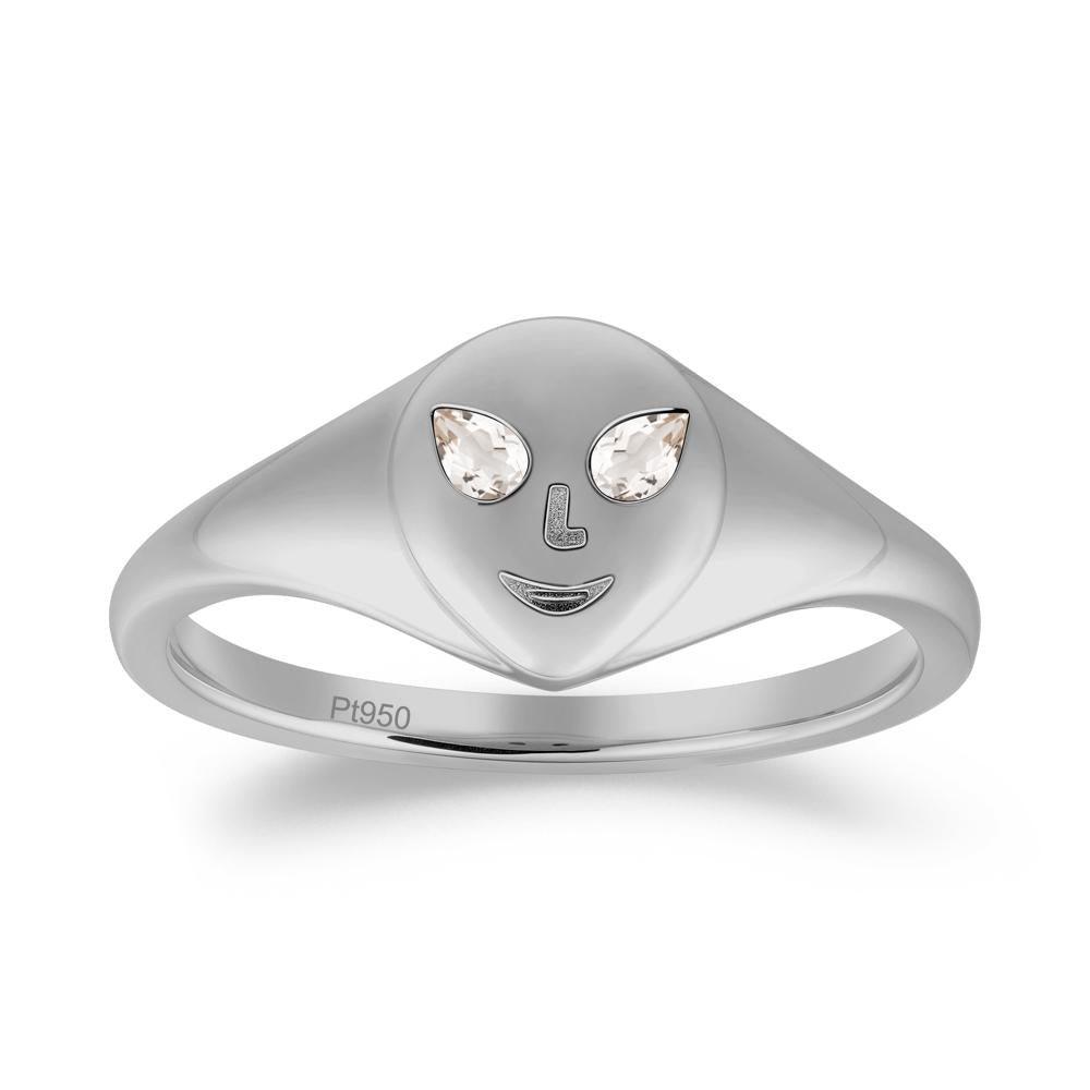 Pear Cut Morganite Ring with Smile Emoji - LUO Jewelry #metal_platinum
