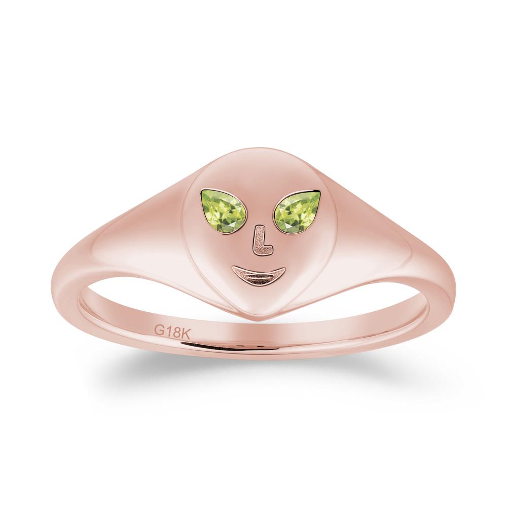 Pear Cut Peridot Ring with Smile Emoji - LUO Jewelry #metal_18k rose gold