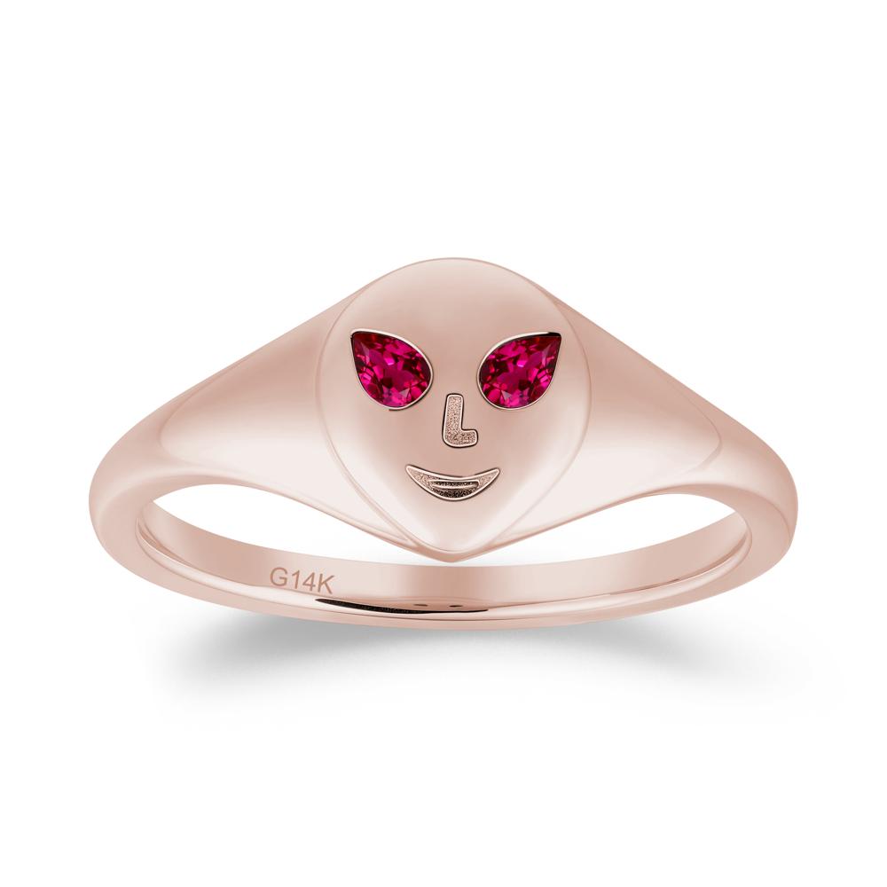 Smile Emoji Signet Ruby Ring - LUO Jewelry #metal_14k rose gold