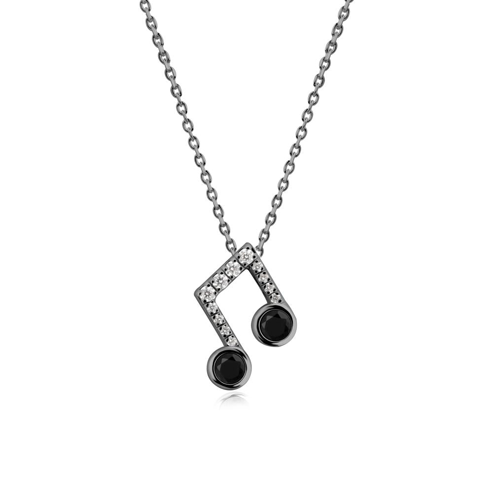 Black Spinel Musical Note Necklace - LUO Jewelry #metal_black finish sterling silver