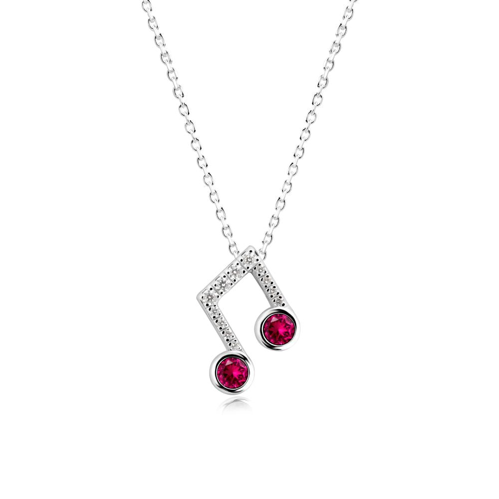 Ruby Musical Note Necklace - LUO Jewelry #metal_14k white gold