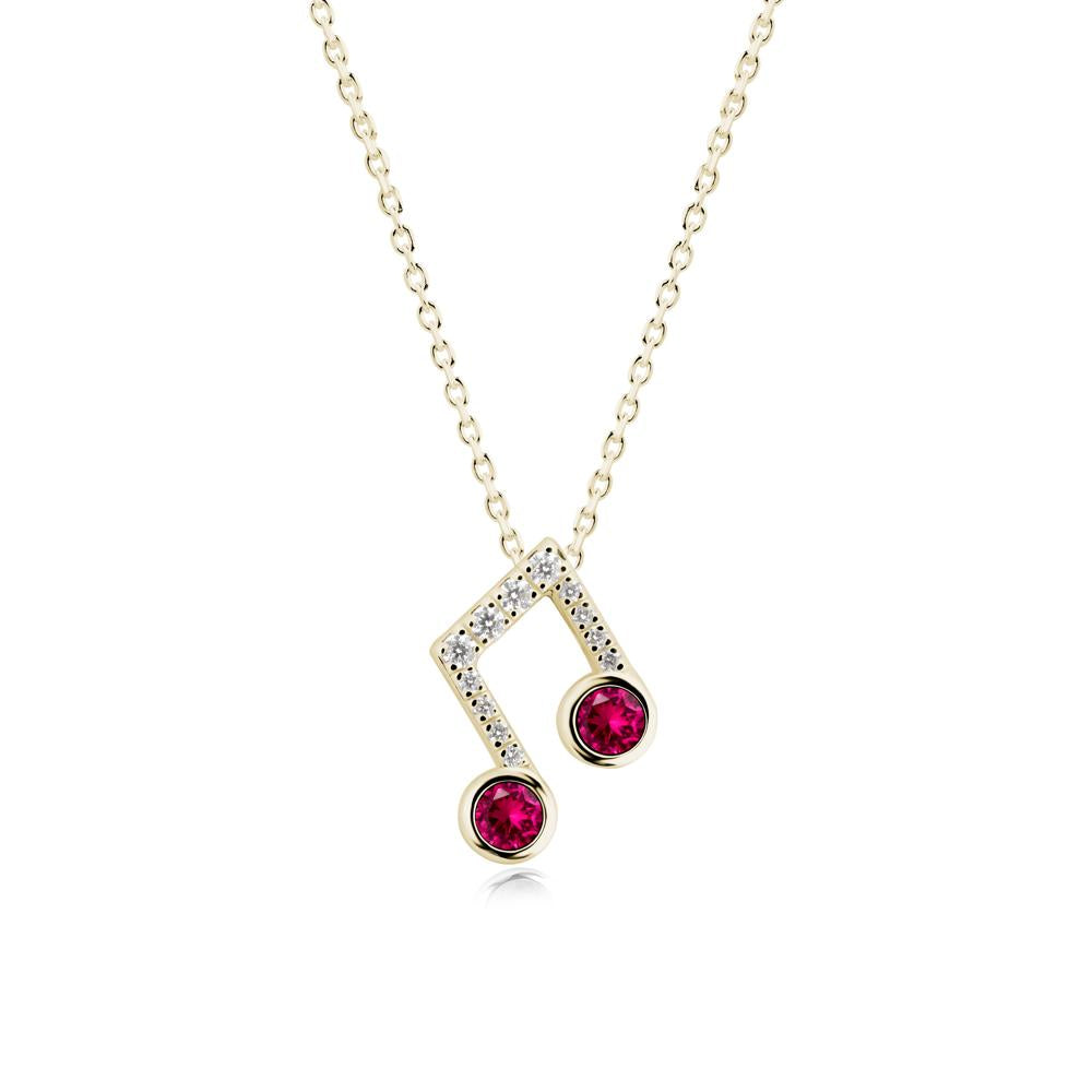 Ruby Musical Note Necklace - LUO Jewelry #metal_14k yellow gold