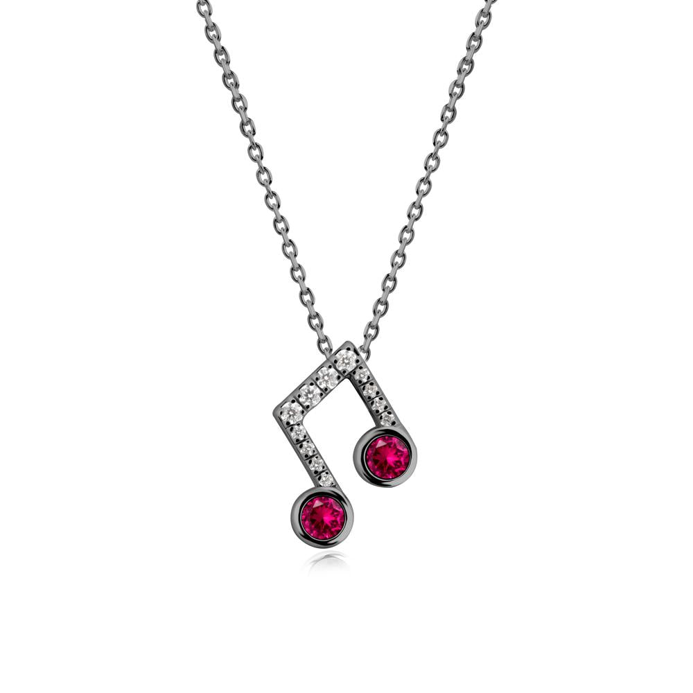 Ruby Musical Note Necklace - LUO Jewelry #metal_black finish sterling silver