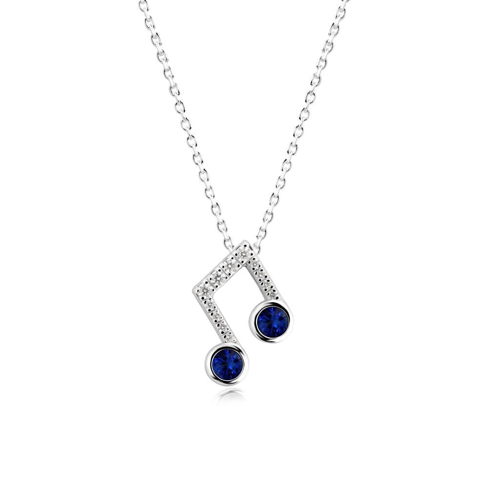 Sapphire Musical Note Necklace - LUO Jewelry #metal_14k white gold