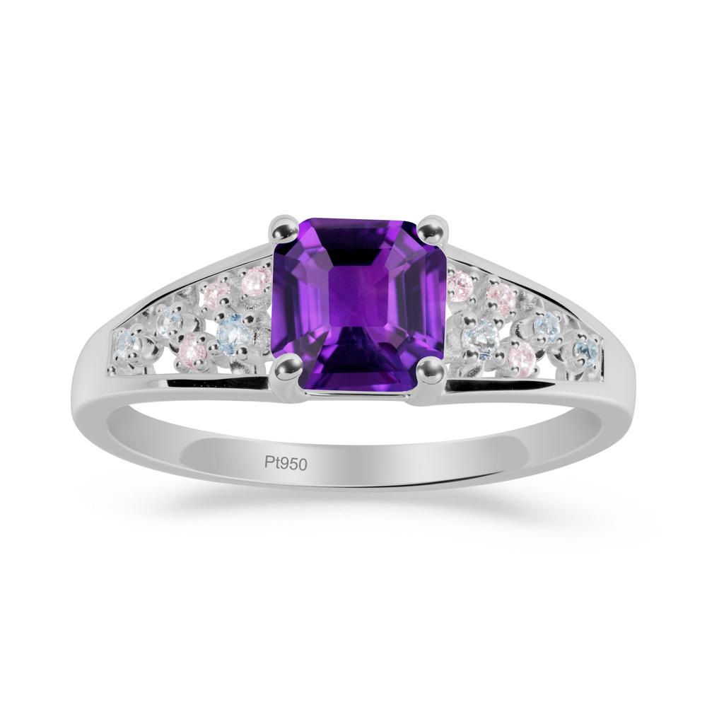 Cluster Asscher Cut Amethyst Ring - LUO Jewelry #metal_platinum
