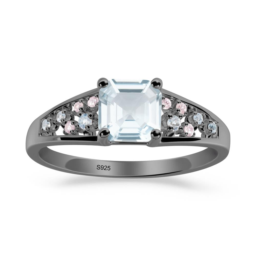 Cluster Asscher Cut Aquamarine Ring - LUO Jewelry #metal_black finish sterling silver
