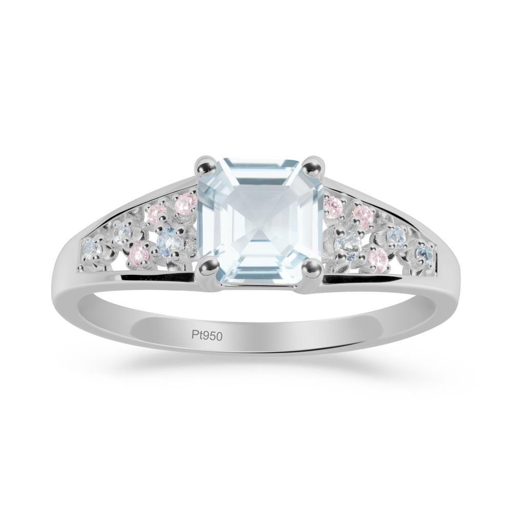 Cluster Asscher Cut Aquamarine Ring - LUO Jewelry #metal_platinum