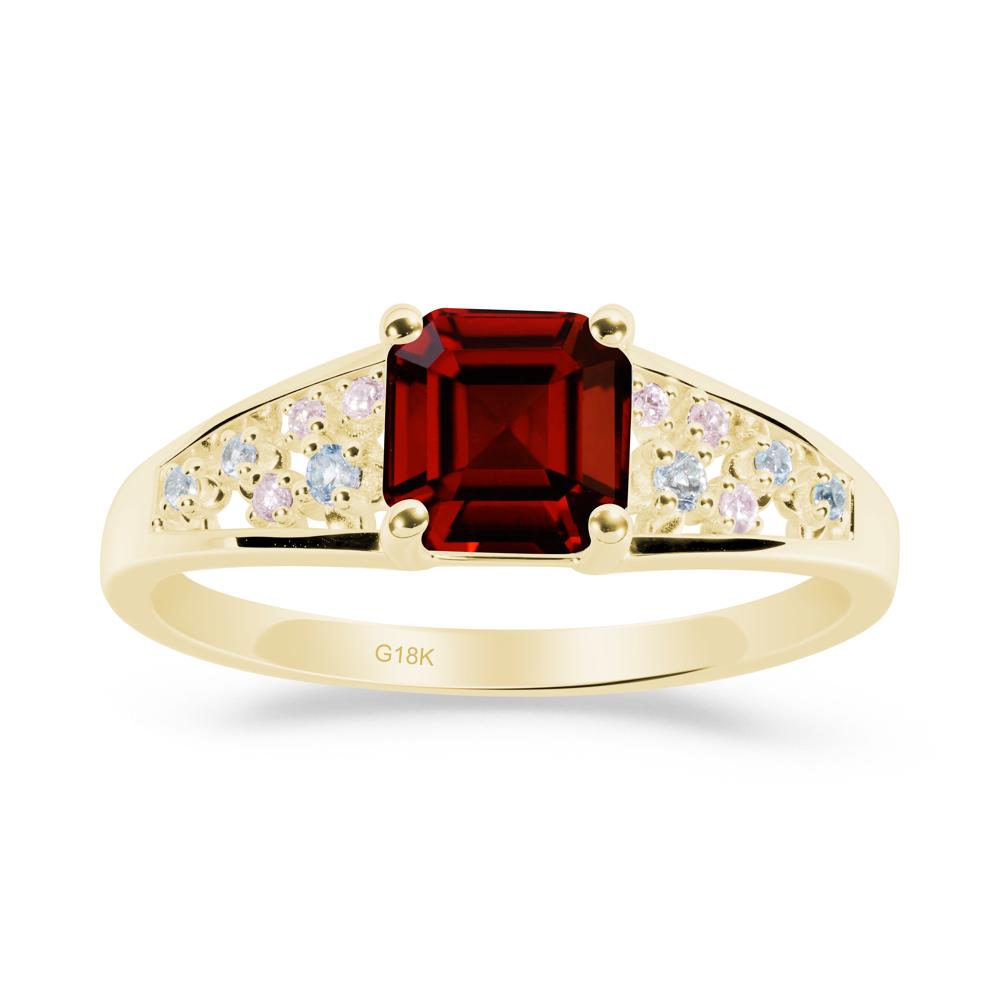 Asscher Cut Garnet Cluster Ring - LUO Jewelry #metal_18k yellow gold
