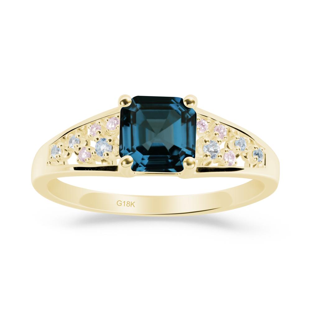 Asscher Cut London Blue Topaz Cluster Ring - LUO Jewelry #metal_18k yellow gold