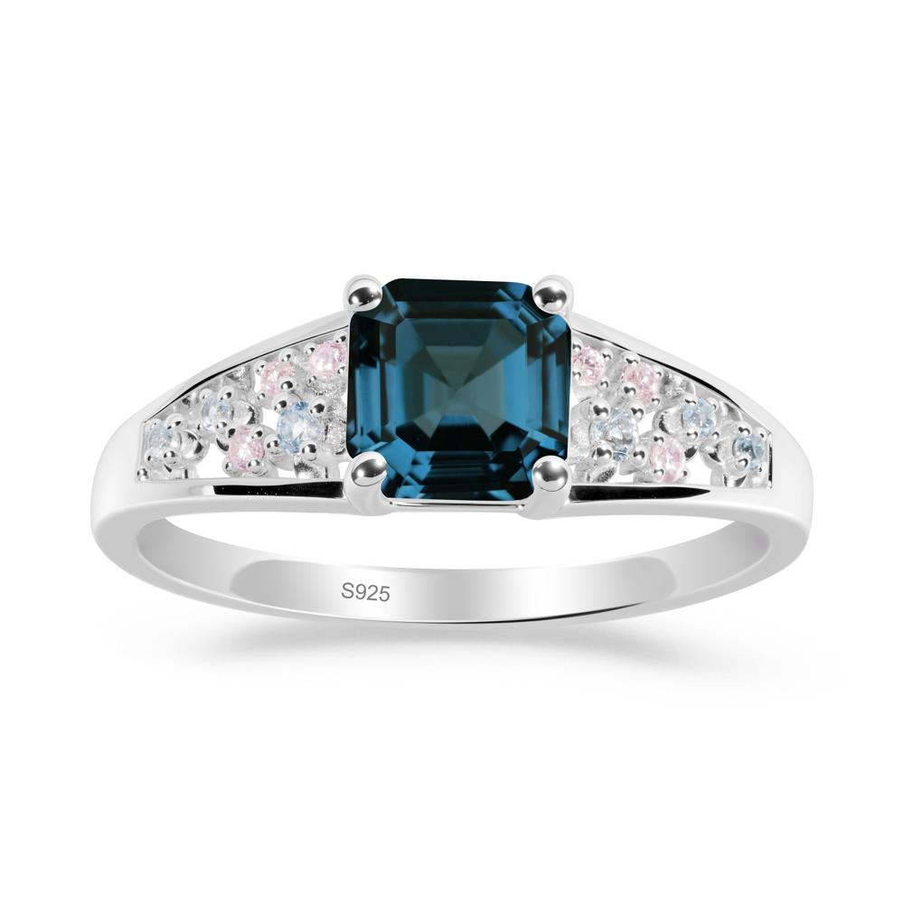 Asscher Cut London Blue Topaz Cluster Ring - LUO Jewelry #metal_sterling silver