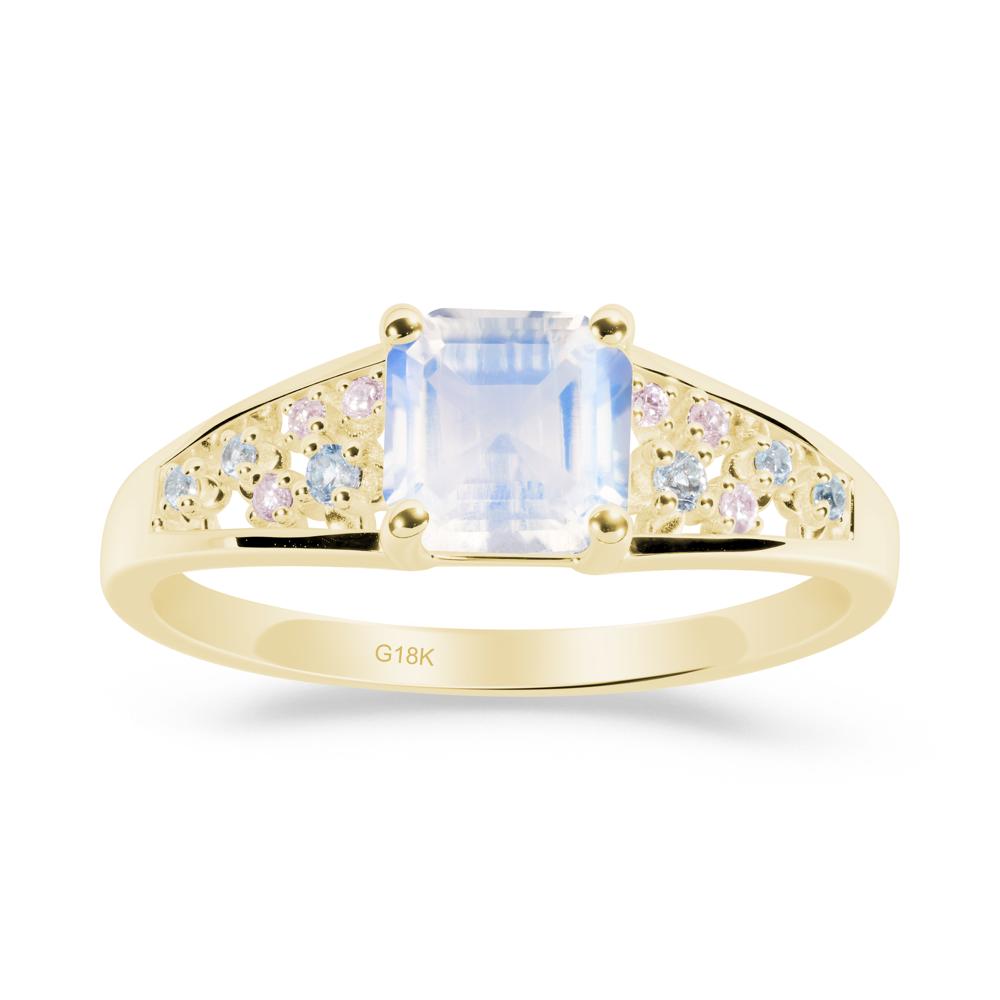 Cluster Asscher Cut Moonstone Ring - LUO Jewelry #metal_18k yellow gold