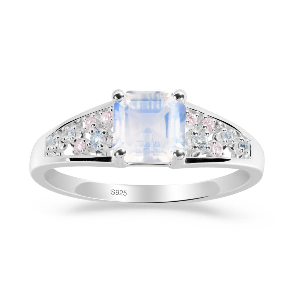 Cluster Asscher Cut Moonstone Ring - LUO Jewelry #metal_sterling silver