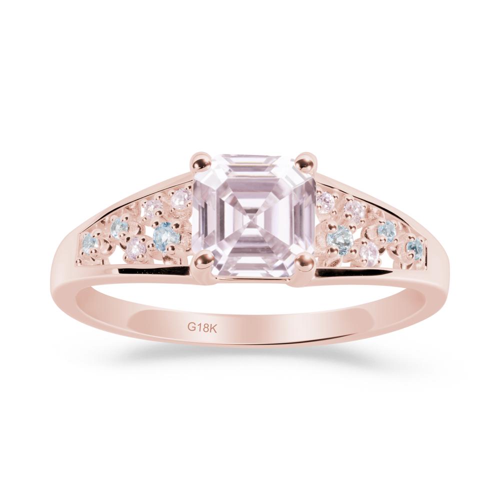 Cluster Asscher Cut Pink Cubic Zirconia Ring - LUO Jewelry #metal_18k rose gold