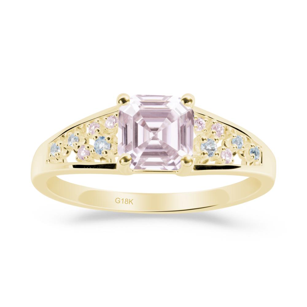 Cluster Asscher Cut Pink Cubic Zirconia Ring - LUO Jewelry #metal_18k yellow gold