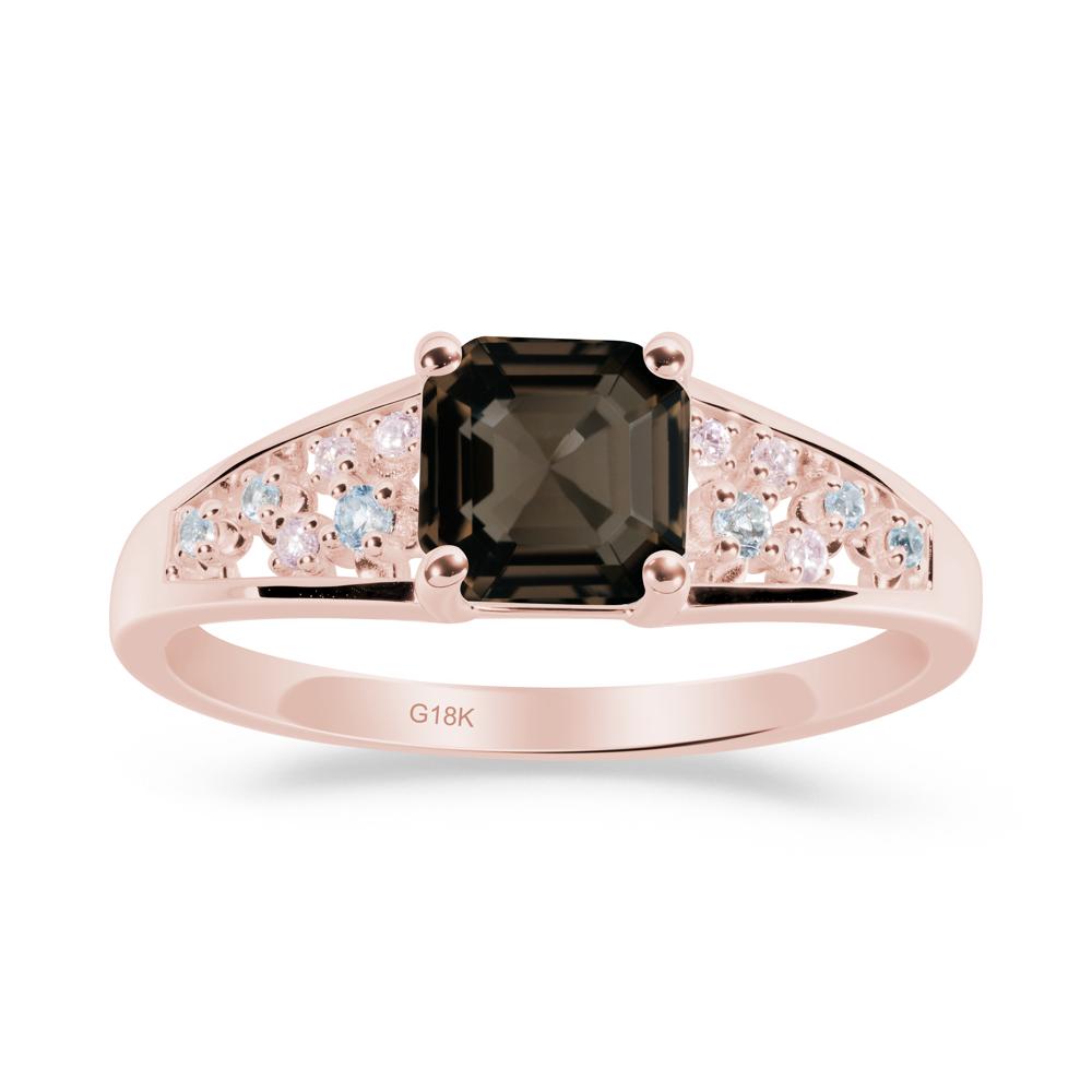 Cluster Asscher Cut Smoky Quartz Ring - LUO Jewelry #metal_18k rose gold