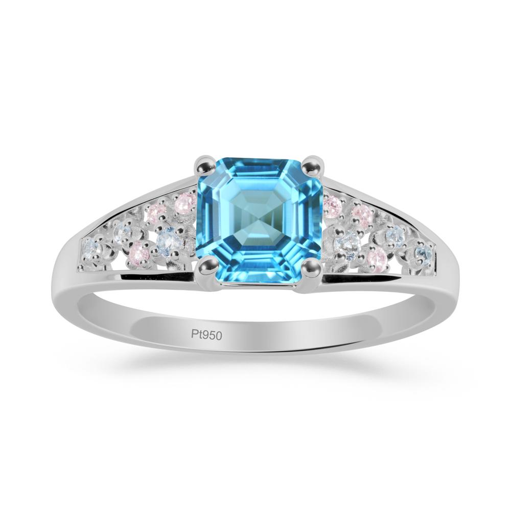 Cluster Asscher Cut Swiss Blue Topaz Ring - LUO Jewelry #metal_platinum