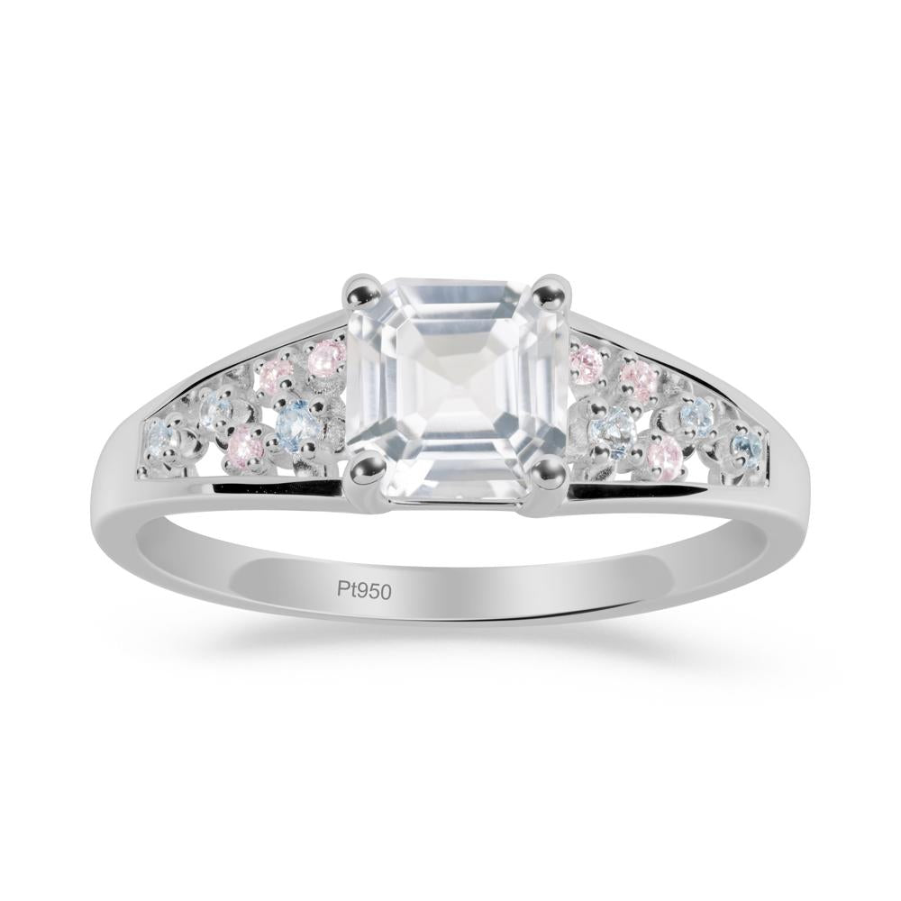 Cluster Asscher Cut White Topaz Ring - LUO Jewelry #metal_platinum