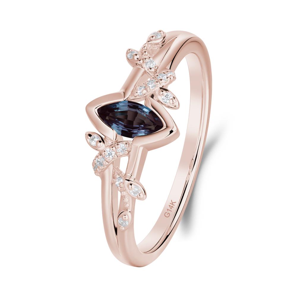 Nature Inspired Marquise Cut Alexandrite Ring - LUO Jewelry #metal_14k rose gold