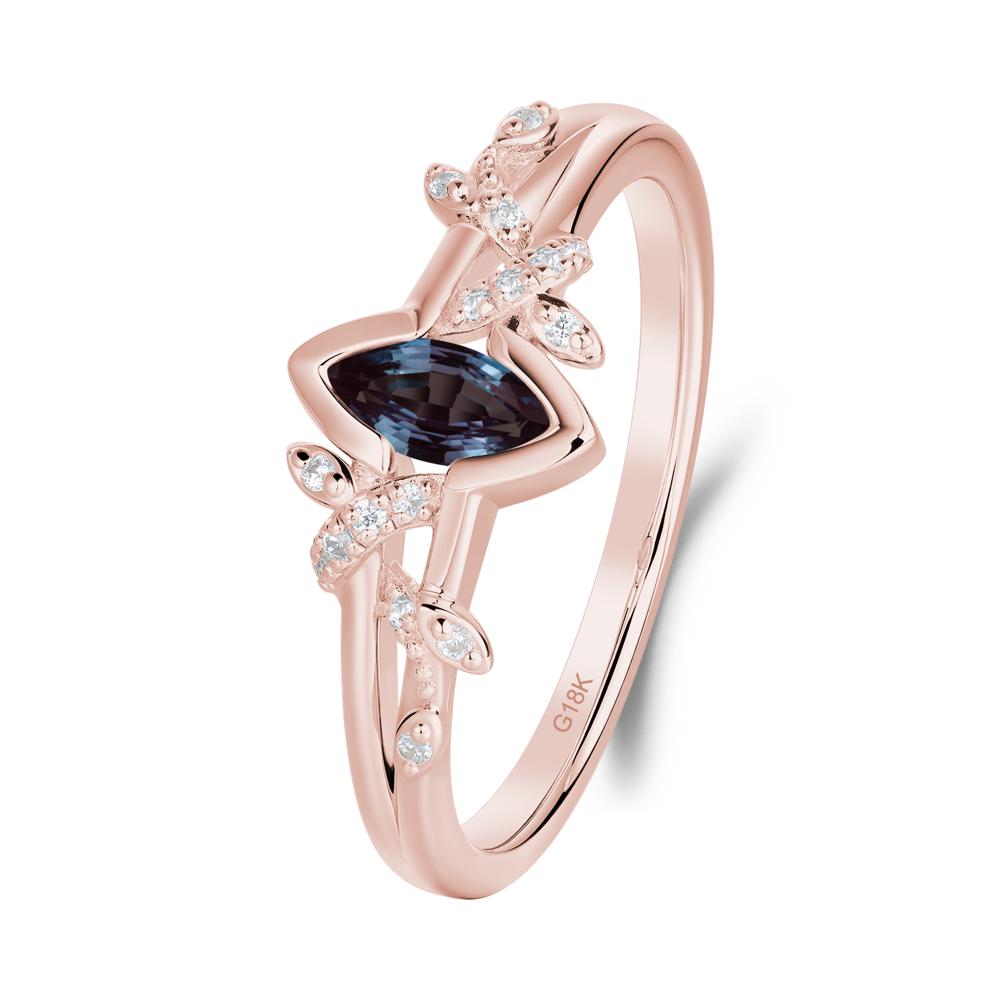 Nature Inspired Marquise Cut Alexandrite Ring - LUO Jewelry #metal_18k rose gold