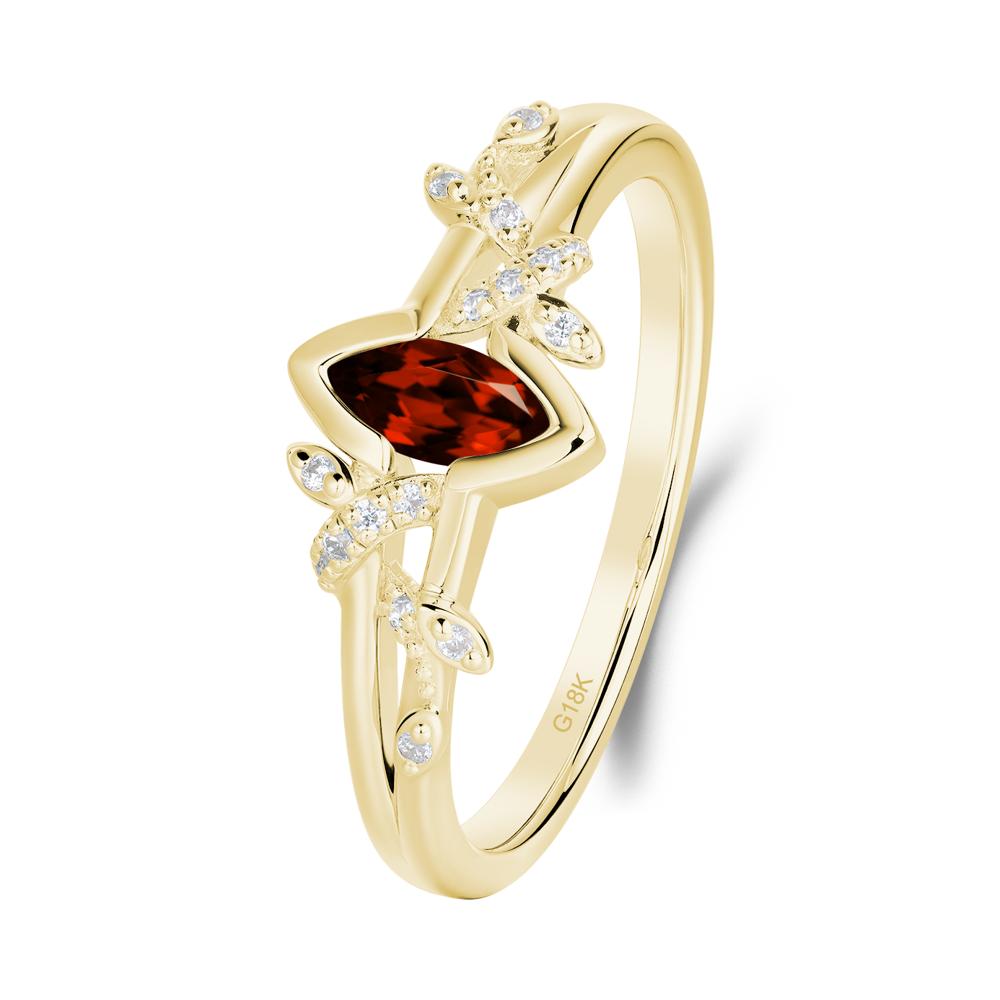 Nature Inspired Marquise Cut Garnet Ring - LUO Jewelry #metal_18k yellow gold