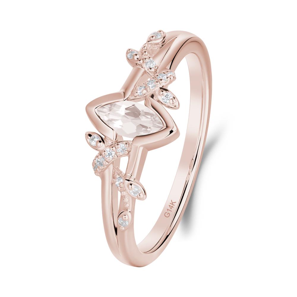 Nature Inspired Marquise Cut Morganite Ring - LUO Jewelry #metal_14k rose gold