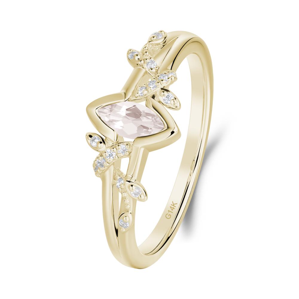 Nature Inspired Marquise Cut Morganite Ring - LUO Jewelry #metal_14k yellow gold