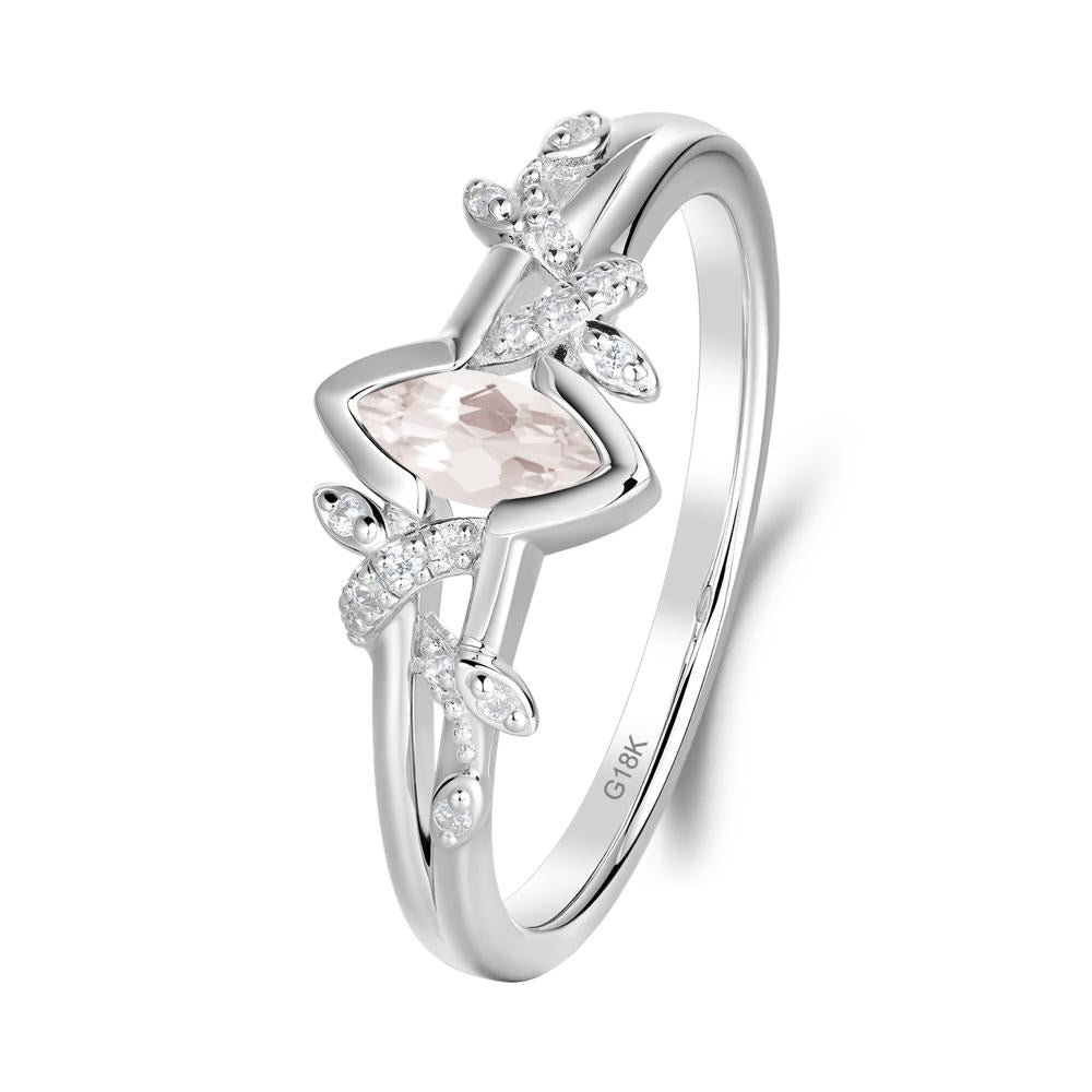 Nature Inspired Marquise Cut Morganite Ring - LUO Jewelry #metal_18k white gold
