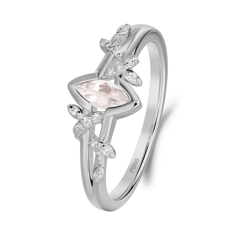 Nature Inspired Marquise Cut Morganite Ring - LUO Jewelry #metal_platinum