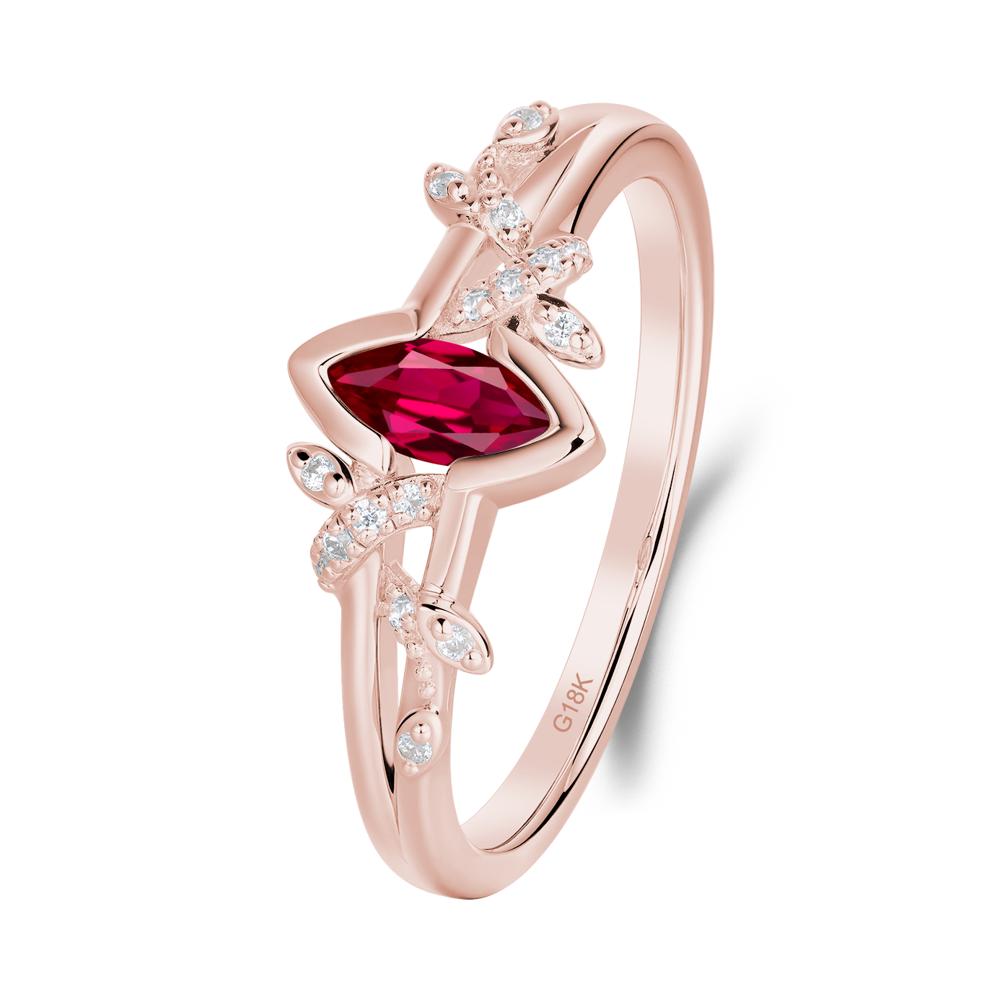Nature Inspired Marquise Cut Ruby Ring - LUO Jewelry #metal_18k rose gold