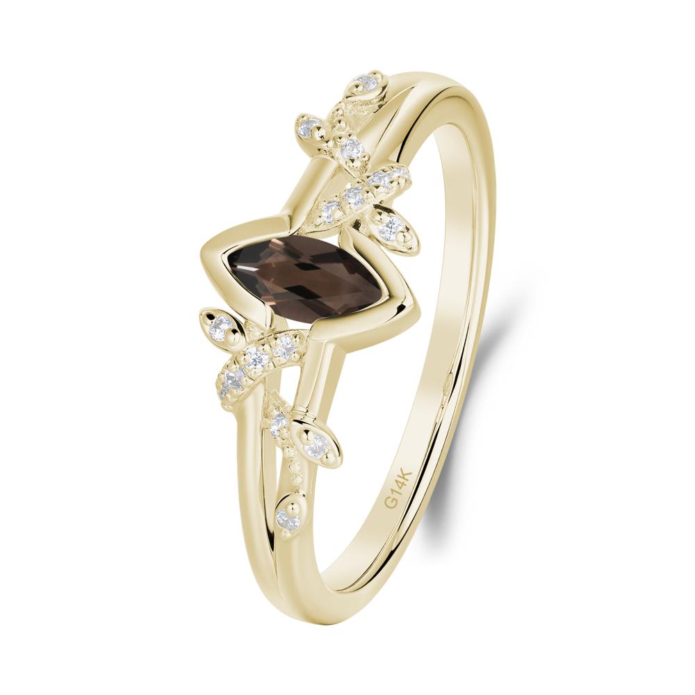 Nature Inspired Marquise Cut Smoky Quartz Ring - LUO Jewelry #metal_14k yellow gold