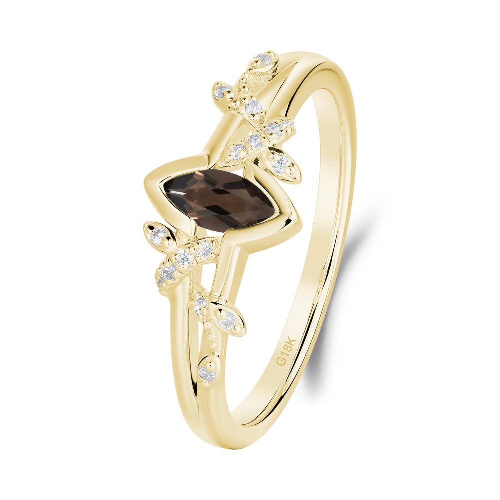 Nature Inspired Marquise Cut Smoky Quartz Ring - LUO Jewelry #metal_18k yellow gold