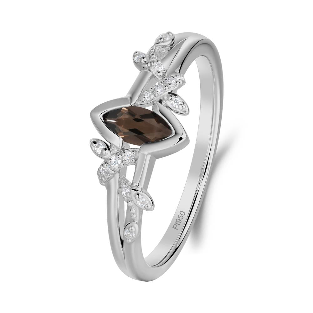 Nature Inspired Marquise Cut Smoky Quartz Ring - LUO Jewelry #metal_platinum