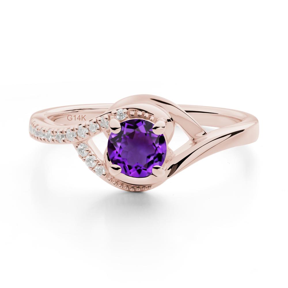 Amethyst Swirl Bypass Ring - LUO Jewelry #metal_14k rose gold