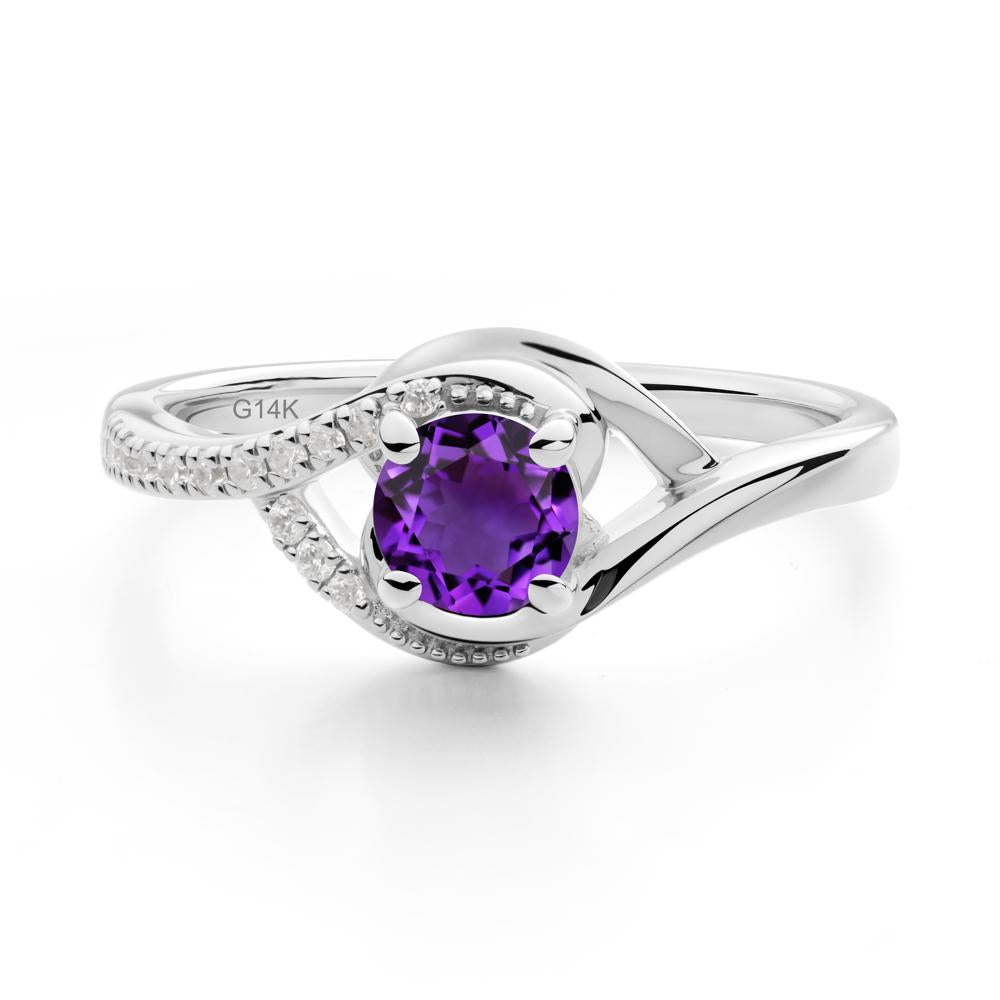 Amethyst Swirl Bypass Ring - LUO Jewelry #metal_14k white gold