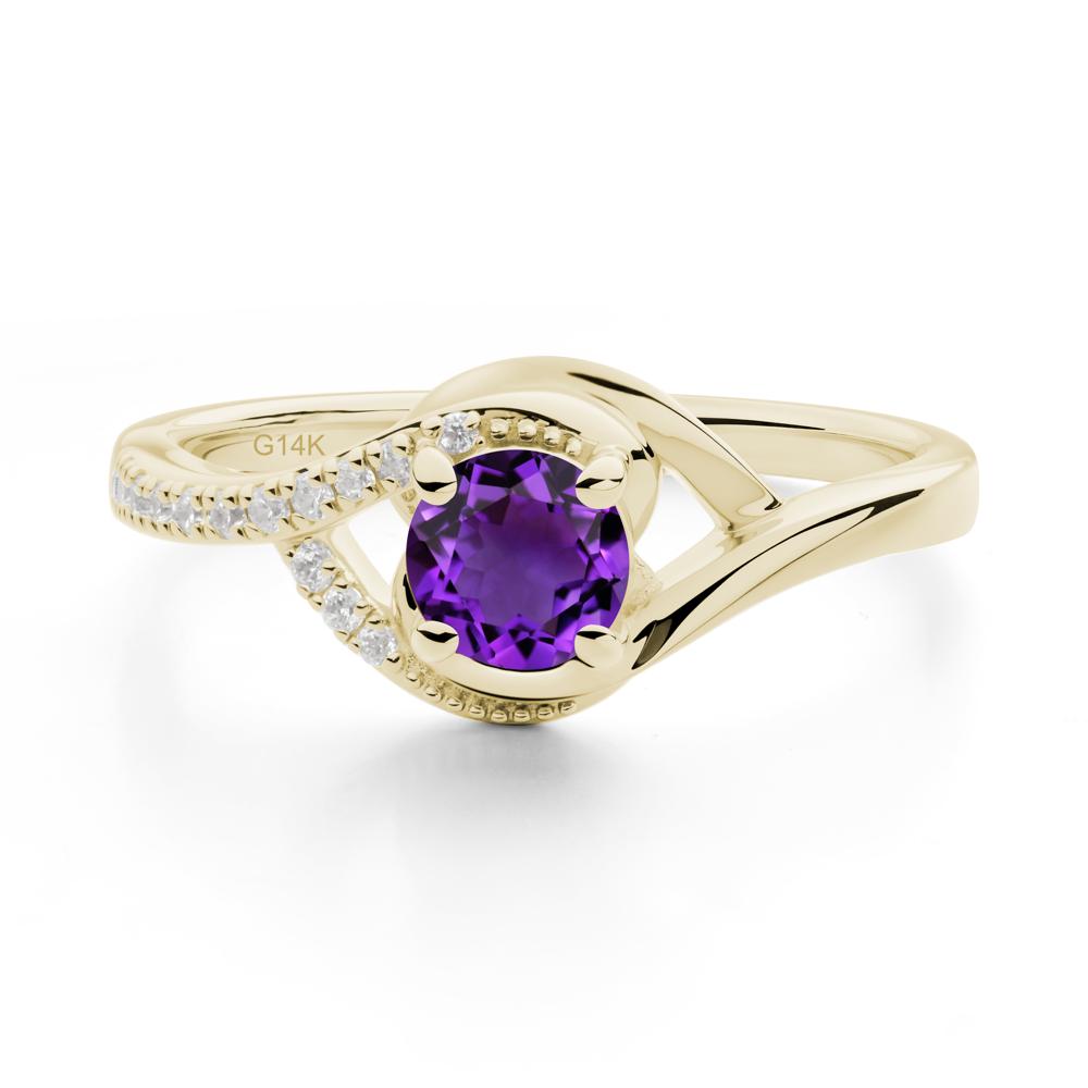 Amethyst Swirl Bypass Ring - LUO Jewelry #metal_14k yellow gold