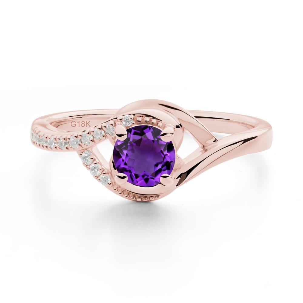 Amethyst Swirl Bypass Ring - LUO Jewelry #metal_18k rose gold