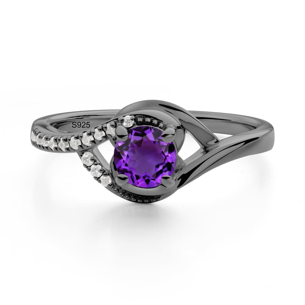 Amethyst Swirl Bypass Ring - LUO Jewelry #metal_black finish sterling silver