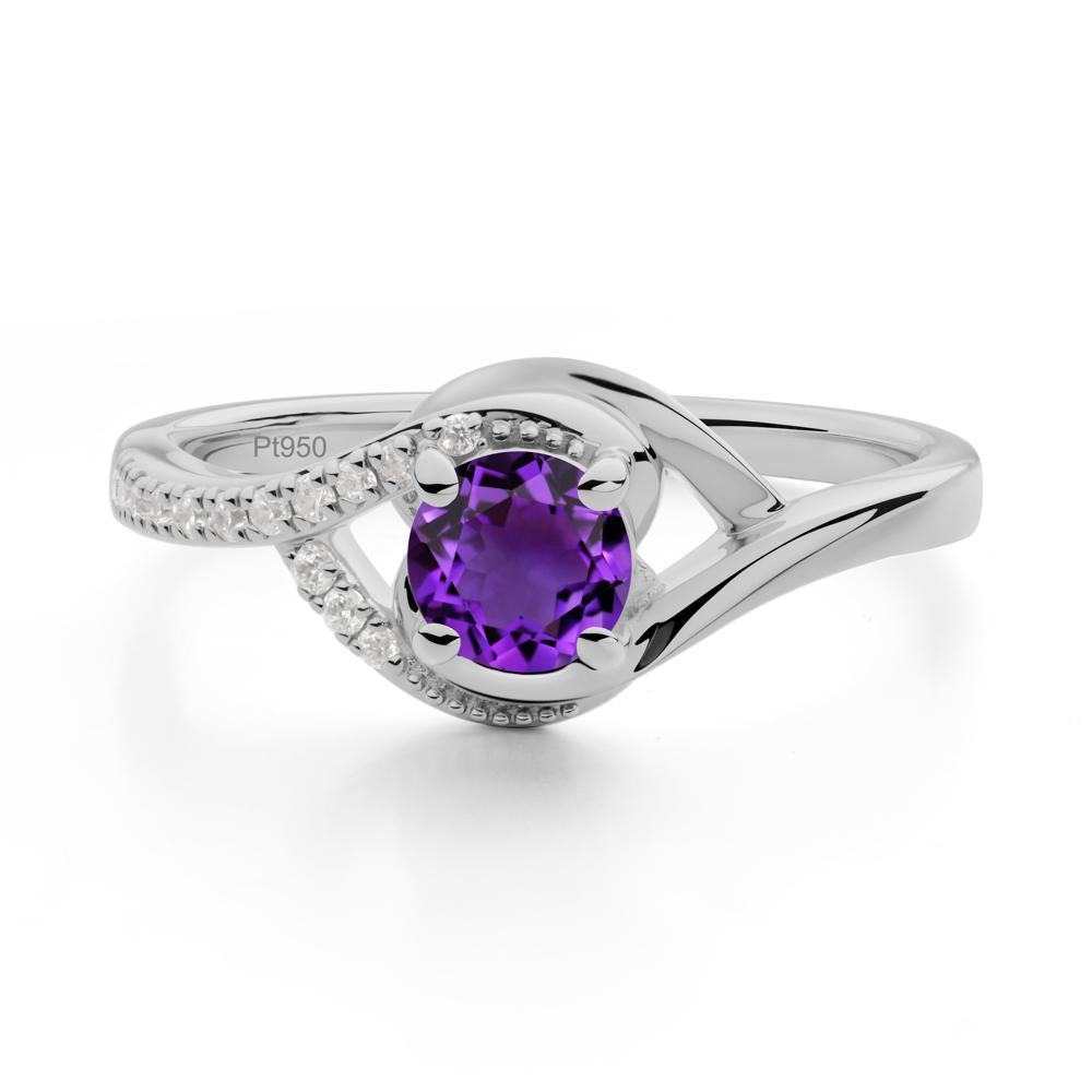 Amethyst Swirl Bypass Ring - LUO Jewelry #metal_platinum